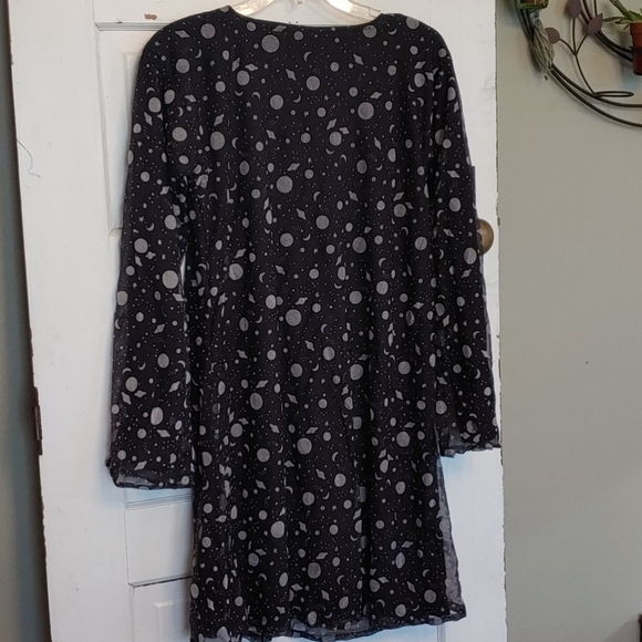 Long Sleeve Lined Planet Star Space Modest Midi Dress Science Astrology - Picture 3 of 5